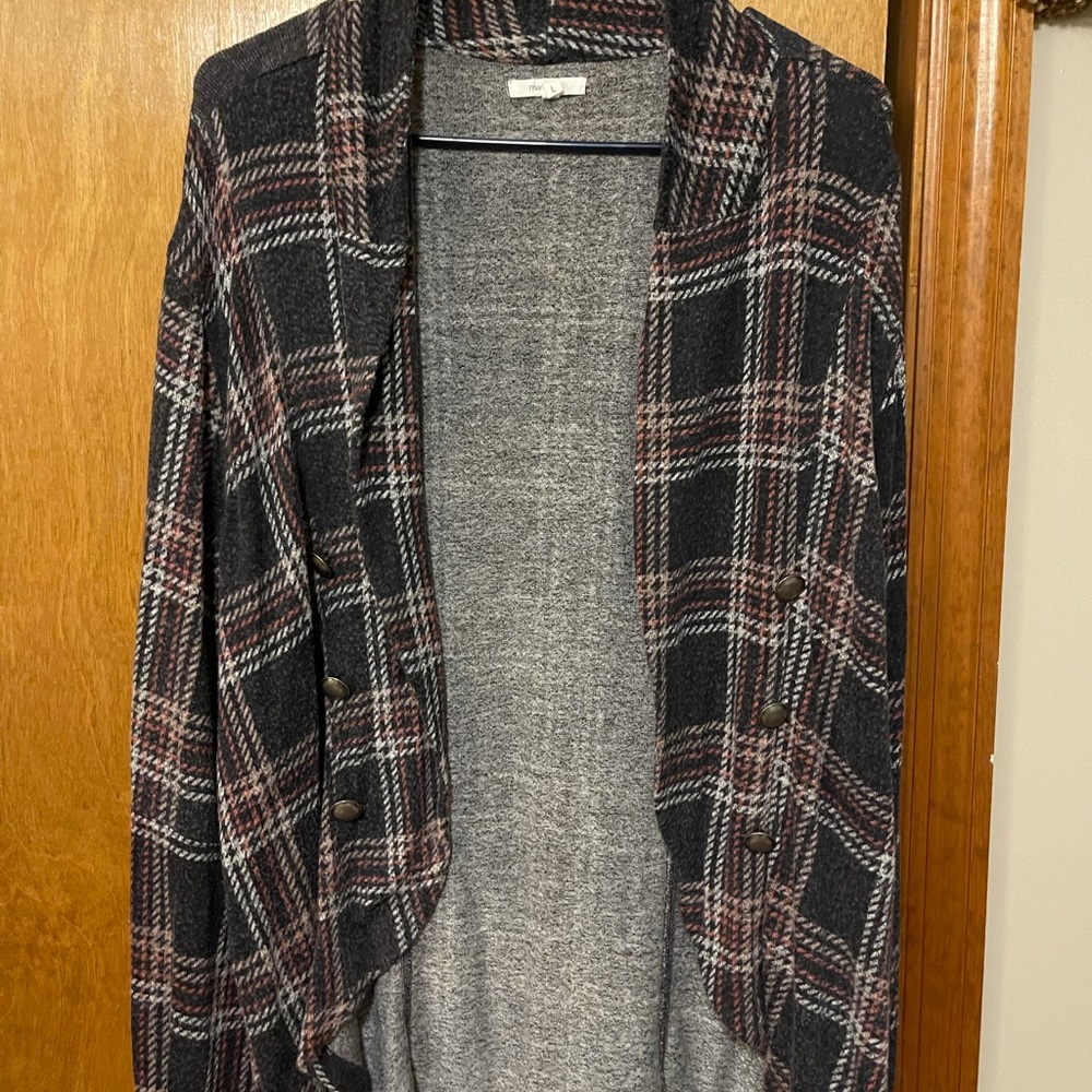 Maurices Plaid Button Cardigan